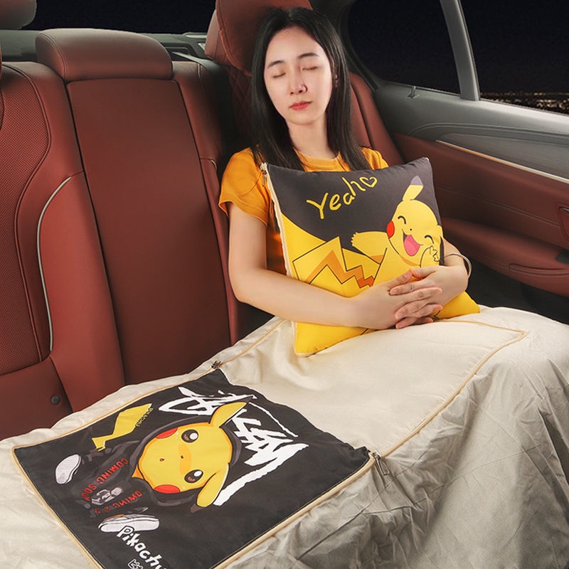 Bộ Chăn Gối Đa Năng 2 Trong 1 Kiểu Hoạt Hình Xinh Xắn Tiện Dụng Trên Xe Hơi