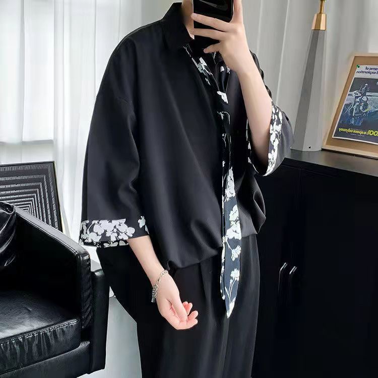 Áo Sơ Mi Tay Dài Họa Tiết Cà Vạt Thời Trang Hàn Quốc Cho Nam Nữ