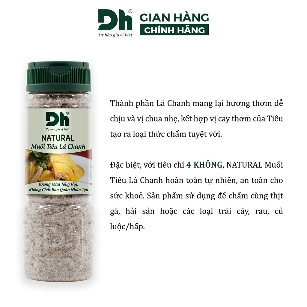 Muối tiêu lá chanh Natural DH Foods gia vị chế biến thực phẩm loại 1 thơm ngon 55/110gr - DHMTN85