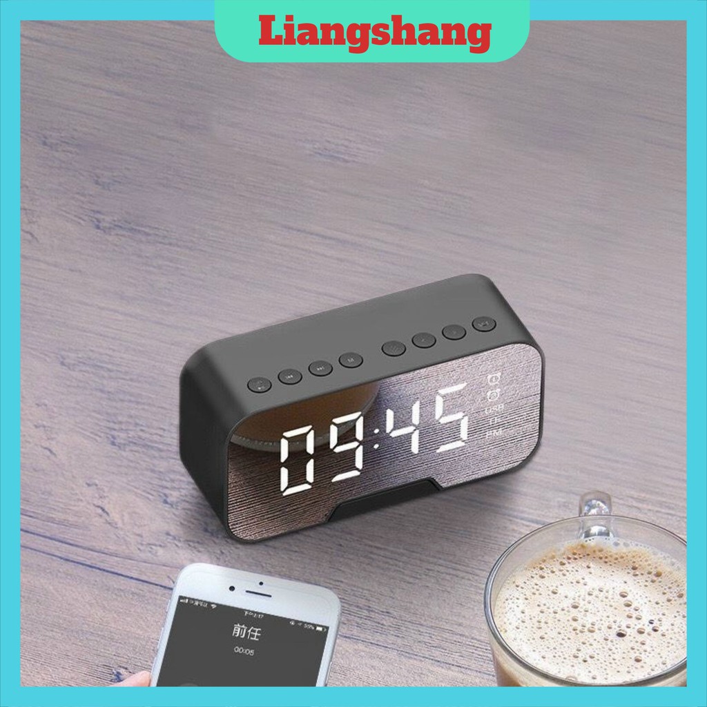 Loa bluetoothFREESHIPLoa AMOI G5 nghe đài FM kiêm đồng hồ báo thức đèn ngủ màn hình soi gương