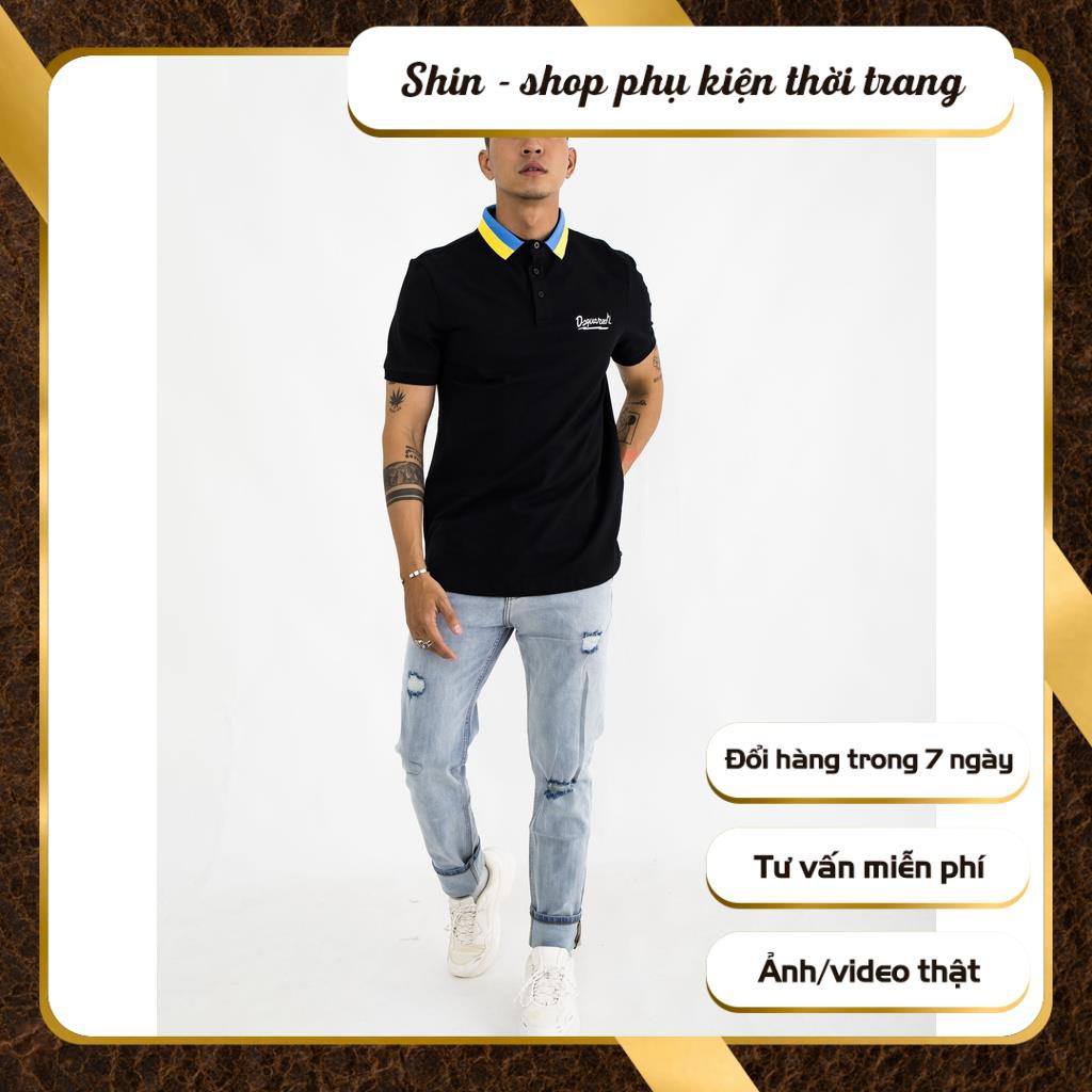 Áo thun POLO nam cổ bẻ phối màu BASIC vải cá sấu Cotton trẻ trung 2 màu dsq2  - Shin Shop phụ kiện thời trang namm | BigBuy360 - bigbuy360.vn