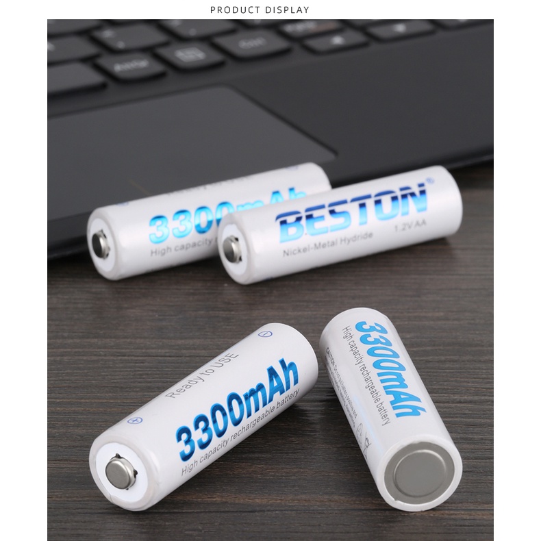 Hộp 04 Pin Sạc AA Beston 3300mAh Cho Micro Karaoke loa, đồ chơi trẻ em, đồng hồ, thiết bị điện tử,đèn flash, máy ảnh