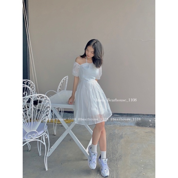 VÁY ĐẦM TRẮNG VOAN TƠ CỔ YẾM TIỂU THƯ | BigBuy360 - bigbuy360.vn