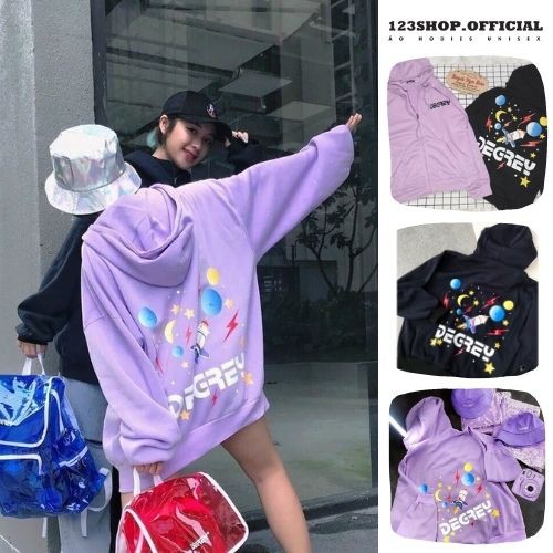 Áo Hoodie Chống Bụi Cho Nữ Cho Nam Có 2 Màu Sweater Form Rộng In Hình Degrey unisex ulzzang 123SHOP