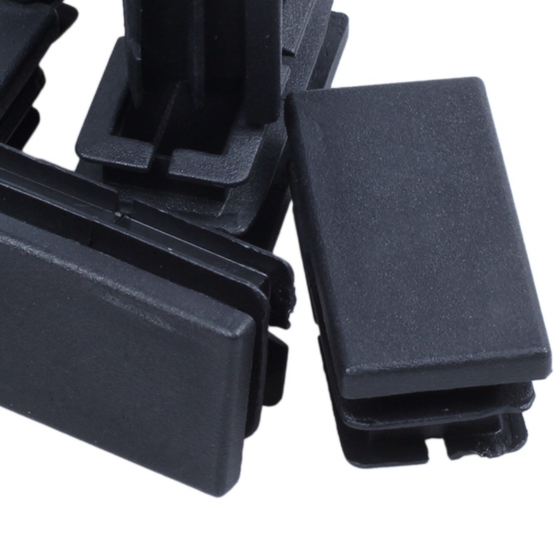 8 Pcs Black Plastic Rectangular Blanking End Caps Inserts 20mm x 40mm