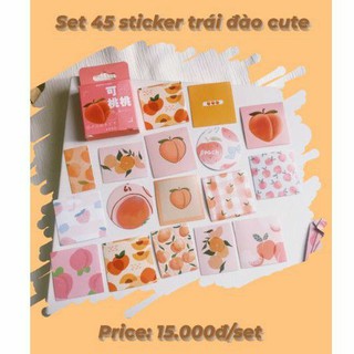 SET 45 STICKER TRÁI ĐÀO CUTE