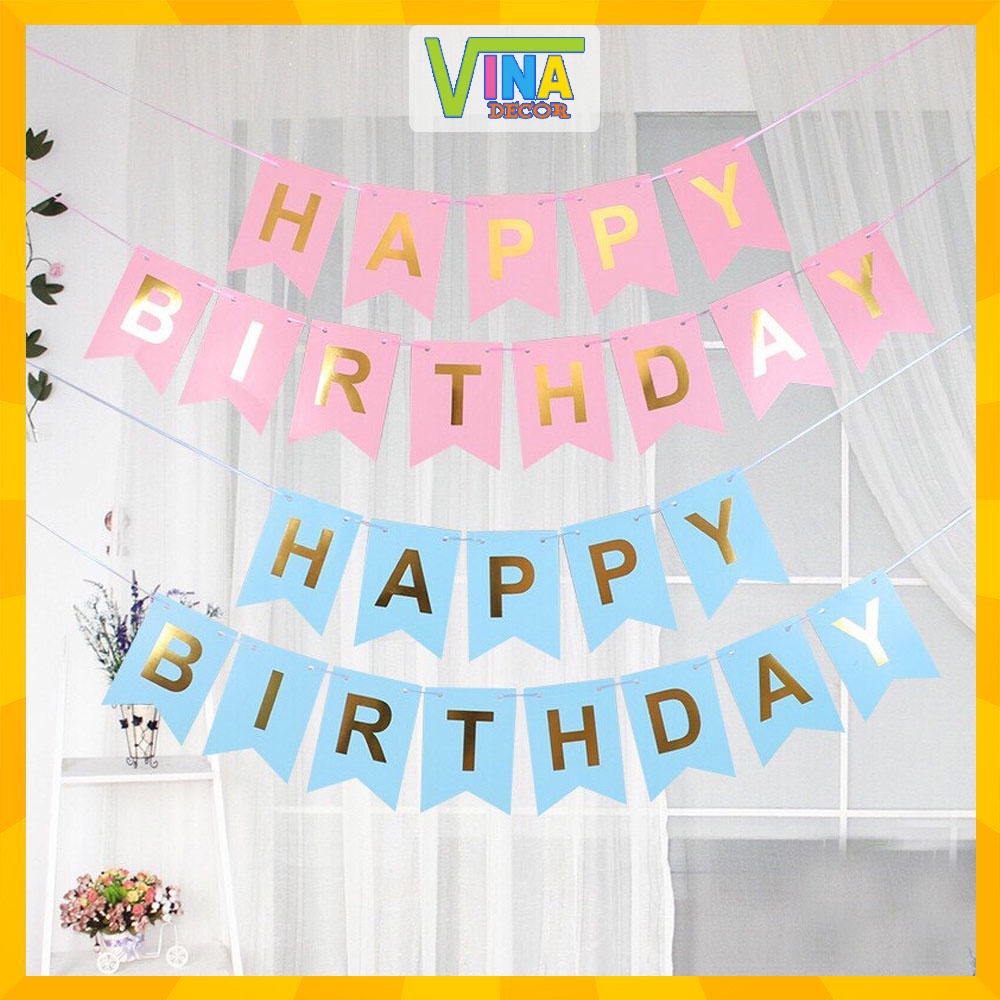 Dây Chữ Happy Birthday Trang Trí Sinh Nhật Cho Bé Trai, Bé Gái Tại Nhà Siêu Đẹp - VINADECOR