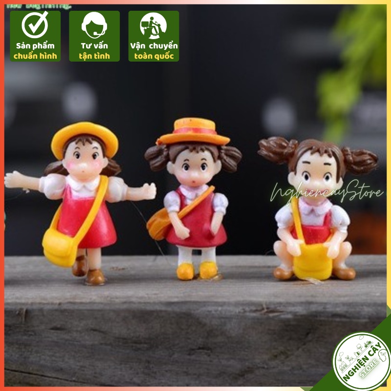 Phụ kiện Cô bé Mei váy đỏ trang trí tiểu cảnh, cây cảnh, sen đá