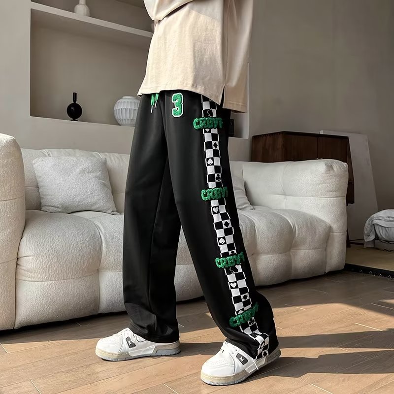 quần ống suông sọc thời trang quần thể thao nam dài unisex from rộng quần jogger bông phong cách Hàn Quốc quần jogger nam ống rộng