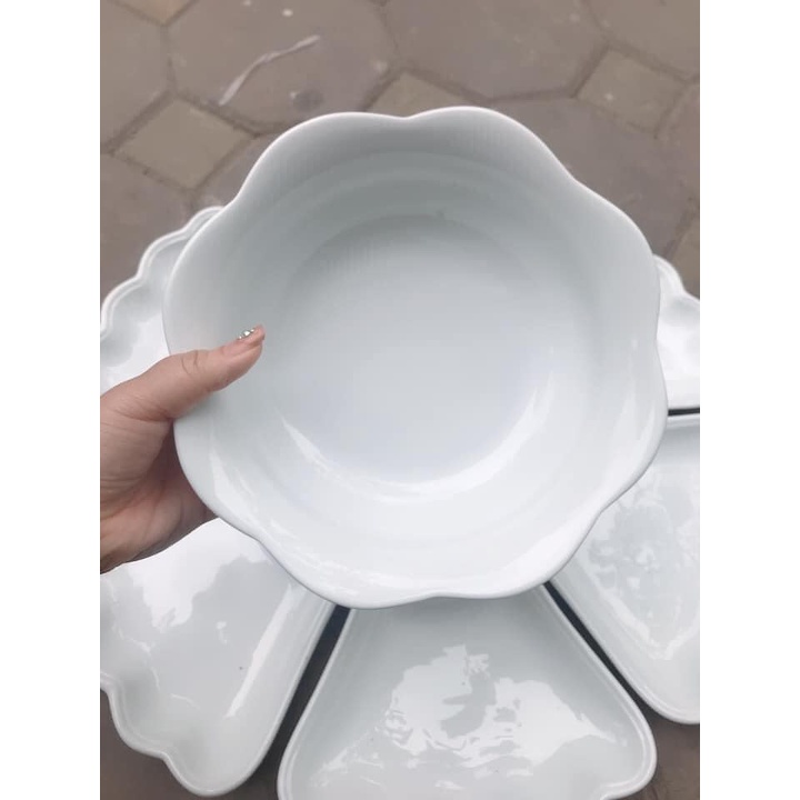 Bộ đĩa hoa mặt trời gốm sứ Minh Châu 6 cánh đẹp lung linh