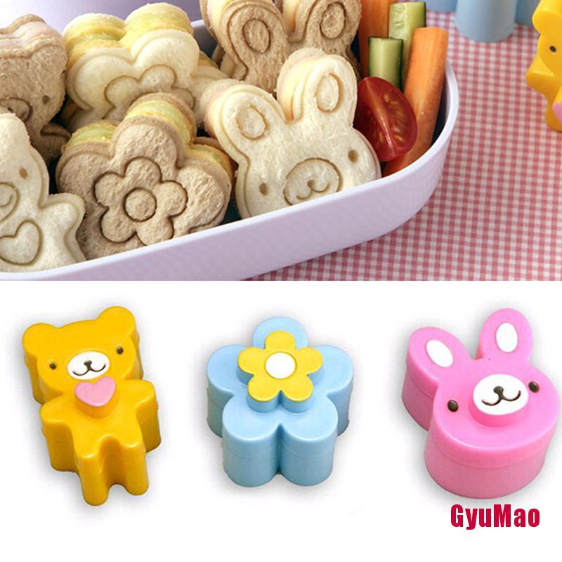 Bộ 3 Khuôn Cắt Bánh Sandwich Tạo Hình Hoa/Gấu/Thỏ Dễ Thương Tiện Dụng