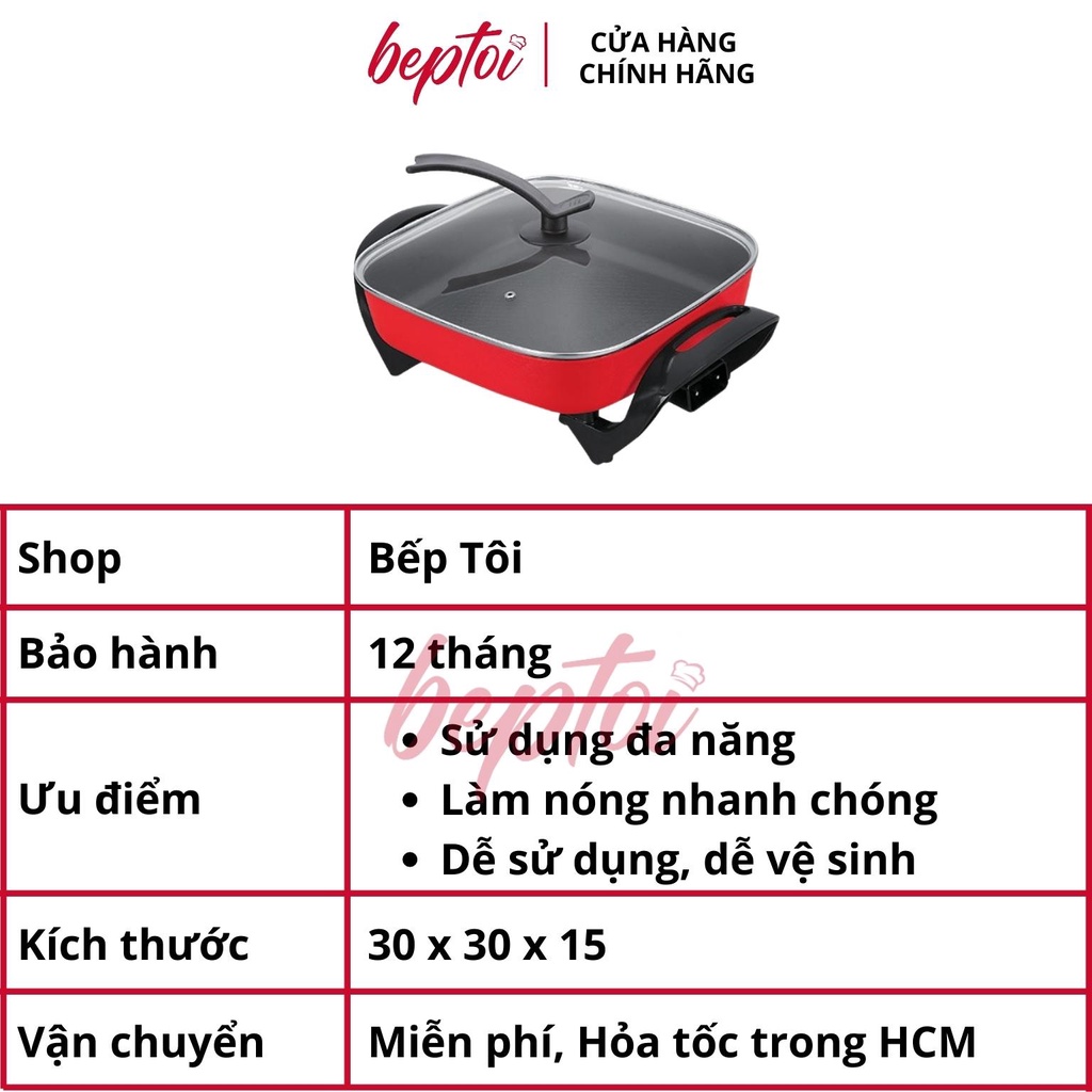 Nồi lẩu điện đa năng, bếp lẩu nướng mini dung tích 5 Lít công suất 1350W Green Cook GCEH30