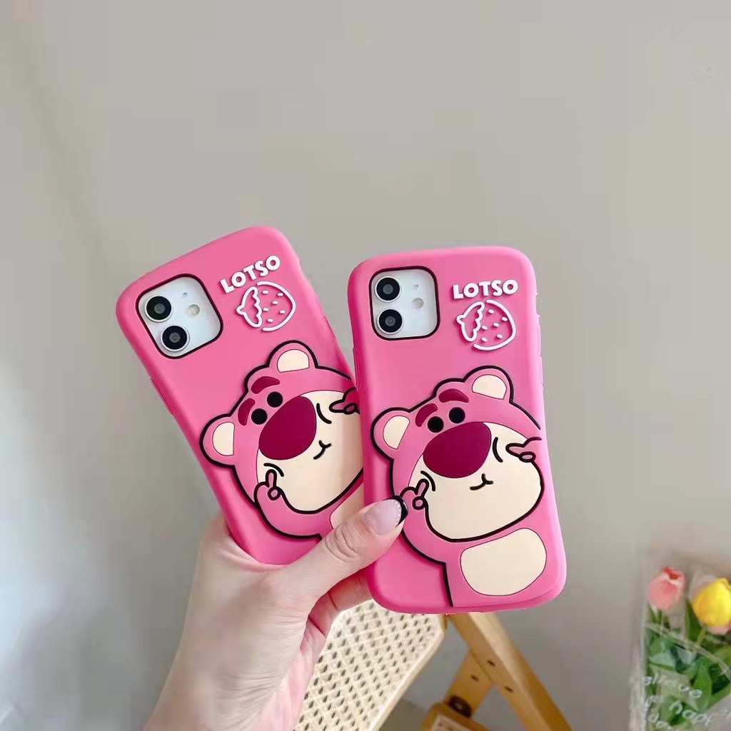 Ốp Điện Thoại Bảo Vệ Toàn Diện Chống Sốc Họa Tiết Gấu Hồng 3D Dễ Thương Dành Cho Iphone