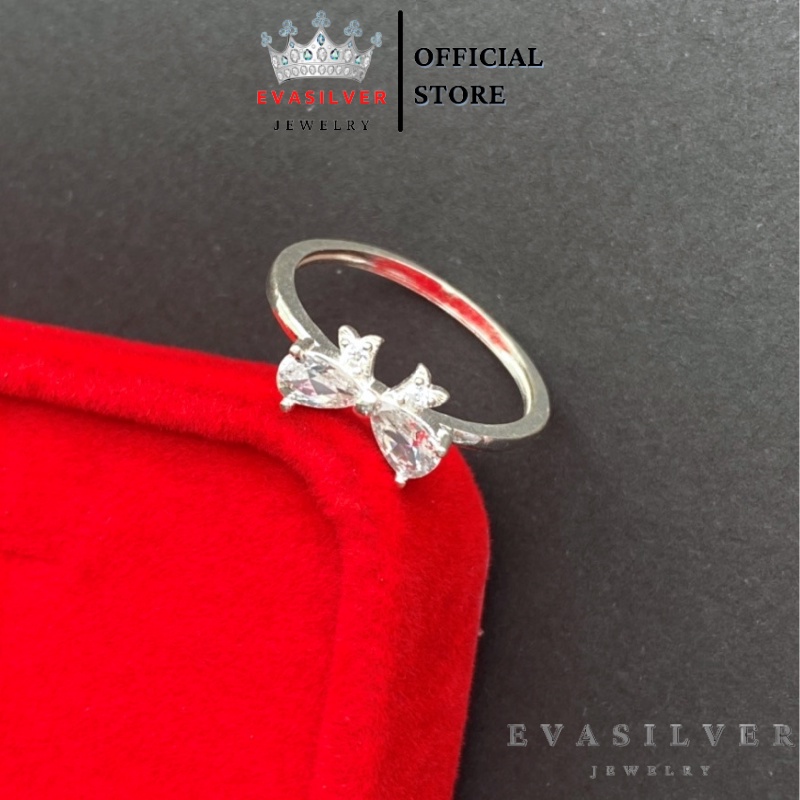 Nhẫn nữ bạc ta mặt hình nơ xinh xắn - Trang sức bạc Evasilver