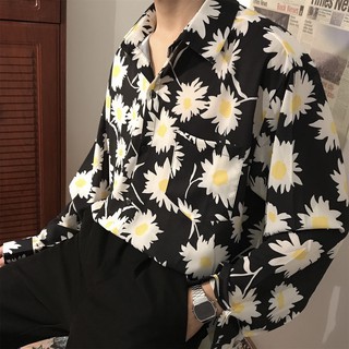 Sơ mi nam hoa cúc, sơ mi tay dài nam, sơ mi đẹp vải linen - ljinstore