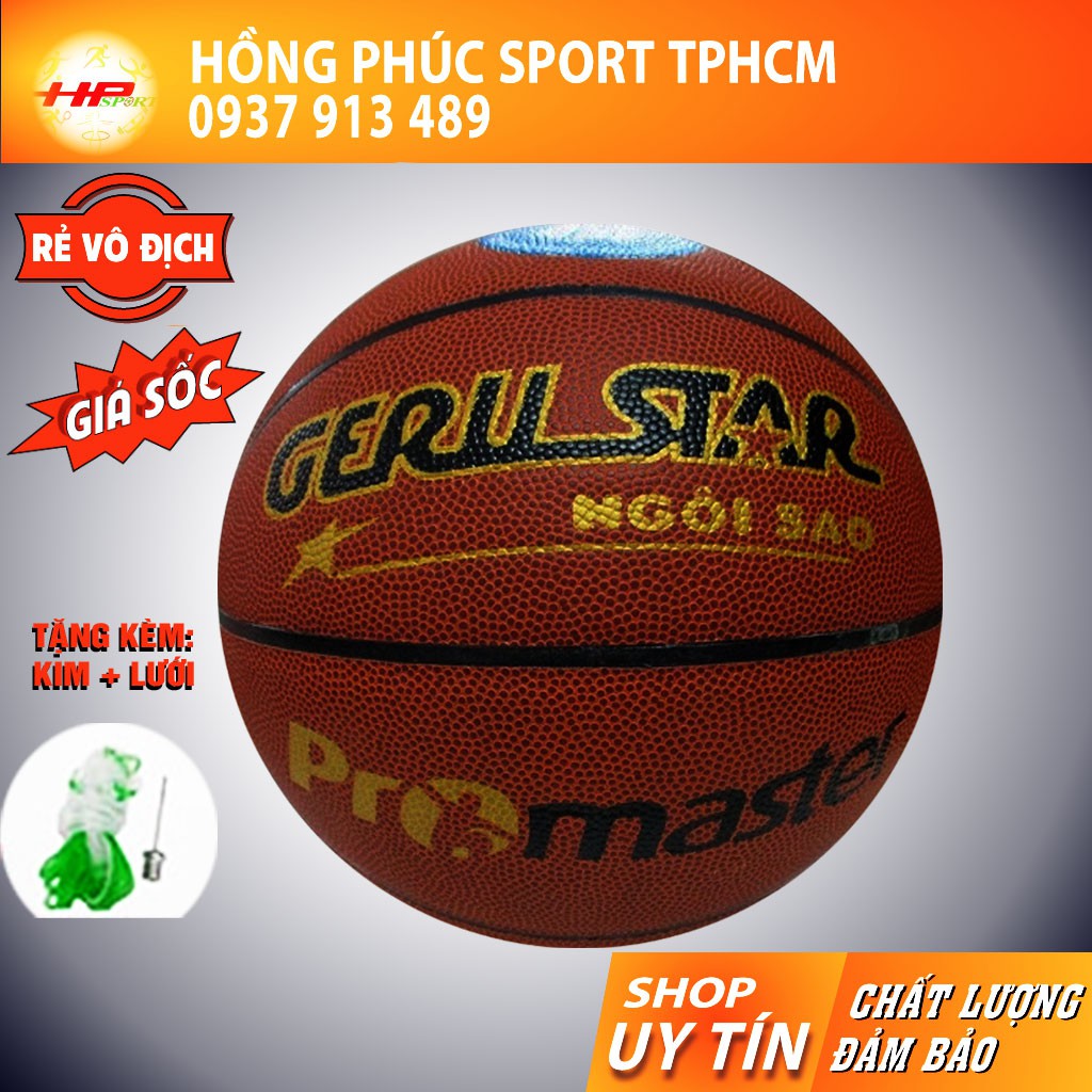 Bóng rổ da size số 7 Geru Star Promaster - trái banh bóng rổ tốt chính hãng Gerustar