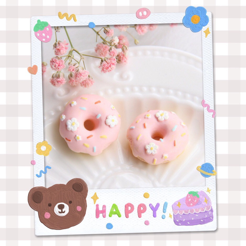 Charm bánh rán donut hình hoa Nhật xinh B17/ Nguyên liệu làm phụ kiện handmade vòng tay / resin