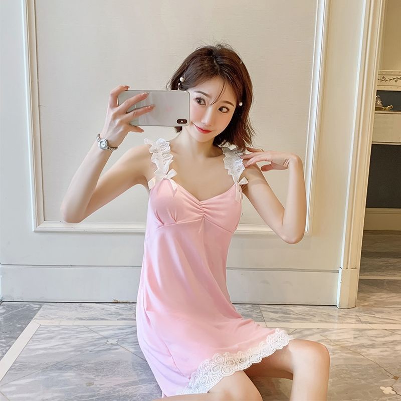 Đầm Ngủ Phối Ren Có Mút Đệm Ngực Phong Cách Công Chúa Quyến Rũ Cho Nữ