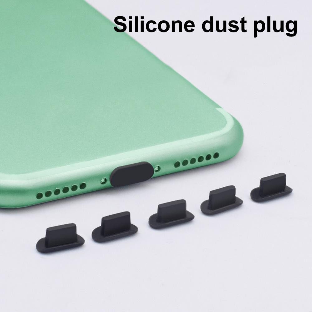 Set 5 Nắp Silicon Đậy Cổng Sạc IPhone Chống Bụi Tiện Lợi