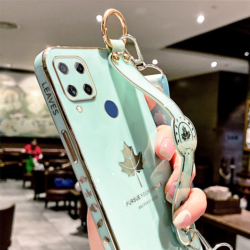 Ốp Điện Thoại Hình Lá Phong Có Dây Đeo Cho OPPO Realme C15 C12 C25 C25S Narzo 20 30A