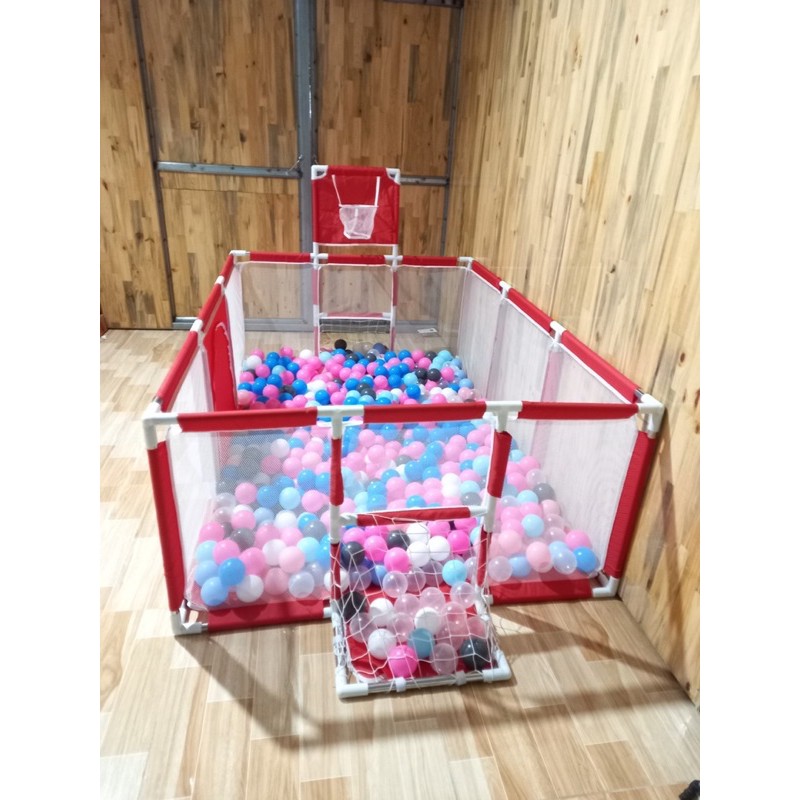 QUÂY CŨI, NHÀ BÓNG CHO BÉ TẶNG KÈM THẢM, 100 BÓNG, 2 TAY NẮM MẪU CÓ KHUNG THÀNH BÓNG ĐÁ