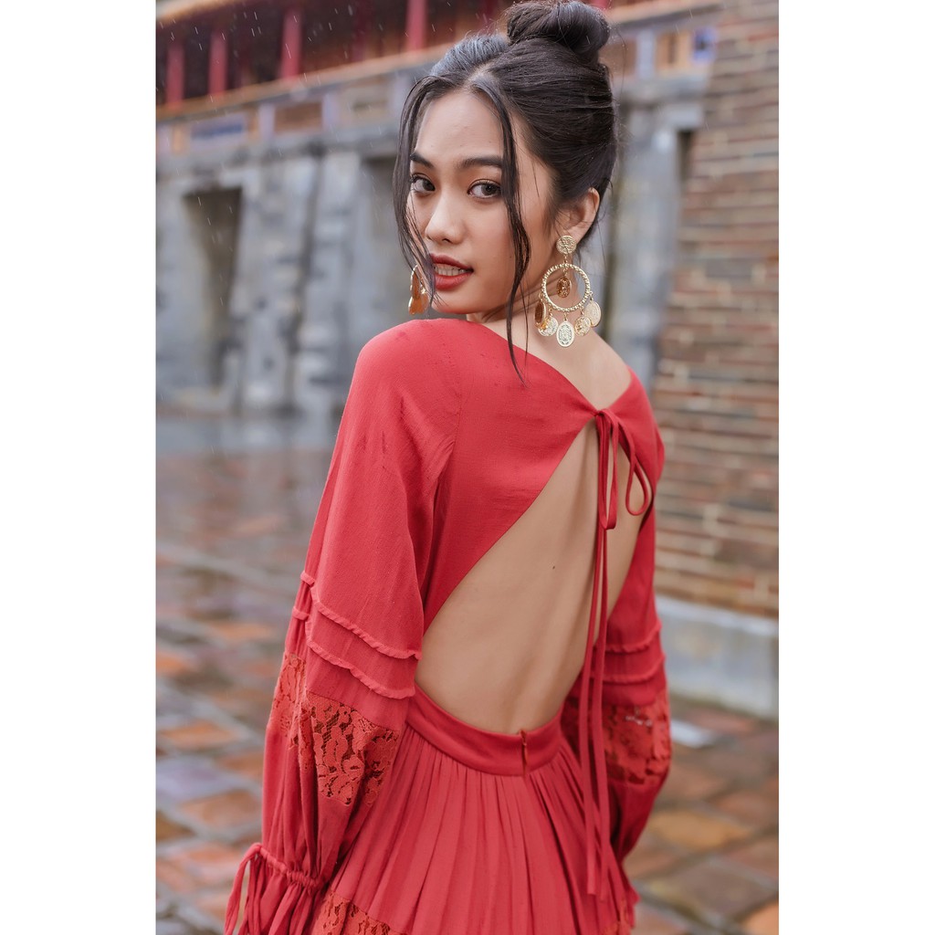 [Mã SKAMSALEP6 giảm 10% tối đa 100K đơn 150K] SÒ VINTAGE - KOPY Đầm xô hở lưng tay rút phối ren | BigBuy360 - bigbuy360.vn