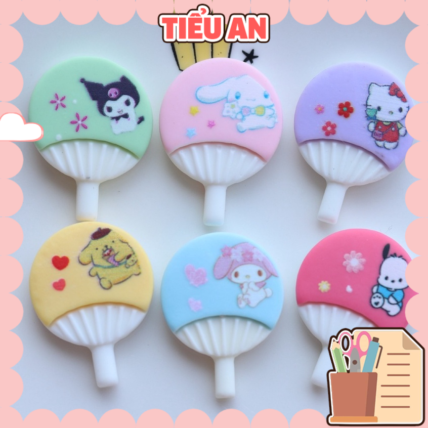 Charm (C604) slime/ Dụng Cụ Charm Trang Trí [Ko Keo &amp; Nút] Quạt hình thú dễ thương - 1.8 x 2.5 cm (giá 1 cái)