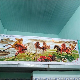 Tranh thêu ngựa 240x85 cm chưa thêu
