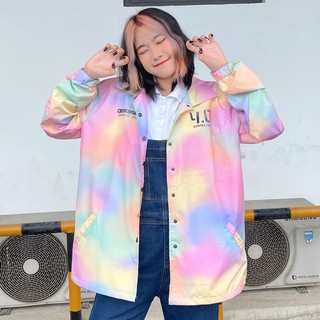 Áo khoác Dù sơmi hoạ tiết Loang nhiều màu bắt mắt - Logo Jacket Tiedye