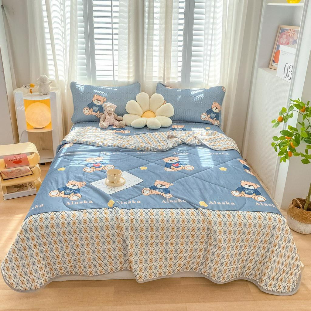 Chiếu điều hòa cao su non bọc chun đệm cao từ 5cm đến 30cm kèm chăn thun lạnh, set 4 món chiếu cao su non nhập khẩu