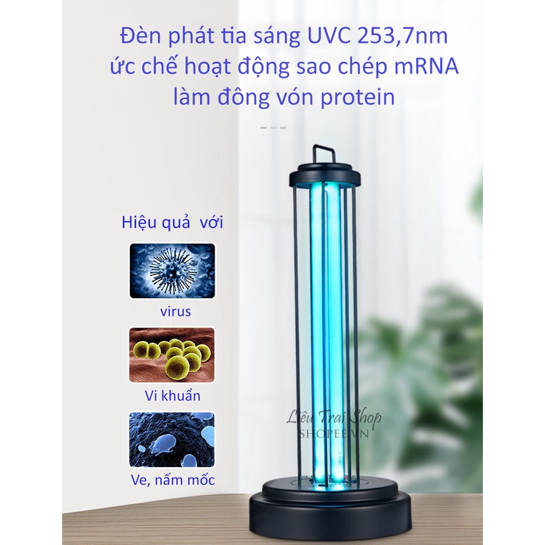 Đèn UV khử trùng 253,7nm 360 độ công nghệ AL tự động an toàn
