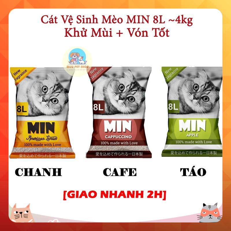 [GIAONHANH2H] Cát Nhật Cát Vệ Sinh Mèo MIN 8L - Vón tốt Ít Bụi Khử mùi (3 Mùi)