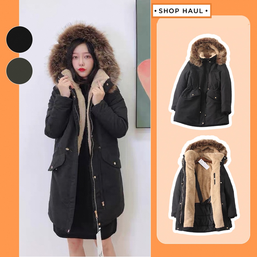 Áo khoác kaki parka nữ lót lông xuất xịn Za mẫu 2021 dáng dài có mũ tháo lắp  Shop Haul - AP-G01