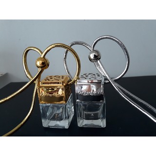 Bộ 2 lọ thủy tinh vuông đựng nước hoa treo xe 5ml