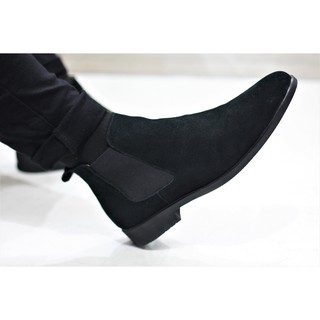 [Giày da nỉ][Tặng tất khử mùi] Giày Chelsea Boot tăng chiều cao gần 5cm- Giày cao cổ nam