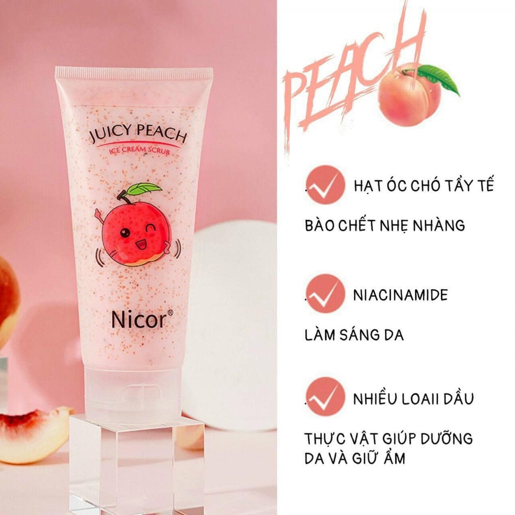 Gel Tẩy Tế Bào Chết Toàn Thân Chiết Xuất Đào Juicy Peach Nicor 200ml