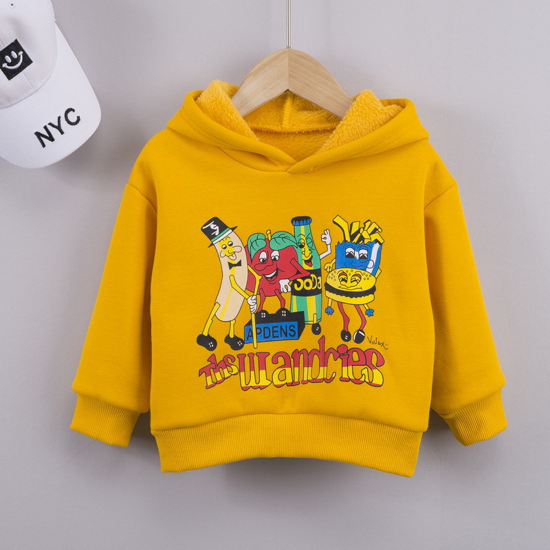 Áo Hoodie Lót Nhung In Họa Tiết Hoạt Hình Dễ Thương Cho Bé Trai