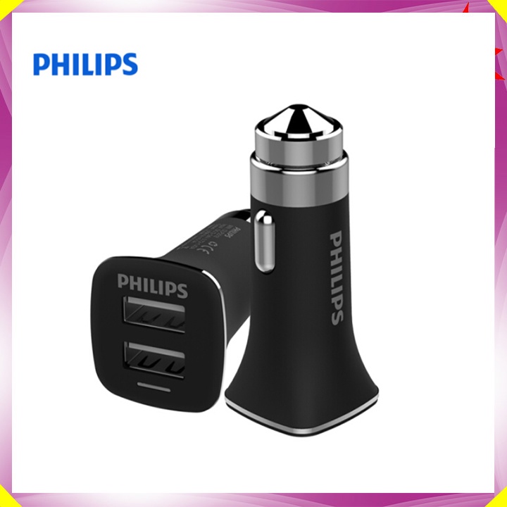 Tẩu sạc 2 cổng USB cao cấp Philips DLP2018 - Bảo Hành Chính Hãng 12 Tháng