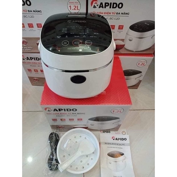 Nồi Cơm Điện Tử Rapido 1.2L RC-1.2D Có 10 Chức Năng Nấu - Bảo Hành Chính Hãng 12 Tháng