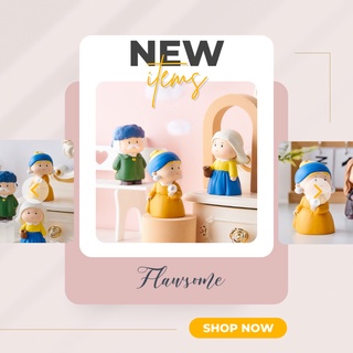 Tượng mini trang trí cute - Mona Lisa - Pearl Girl - The Milkmaid - Van Gogh