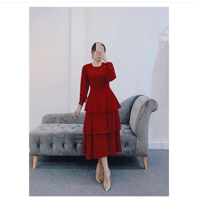 ĐẦM MAXI TẦNG TAY DÀI