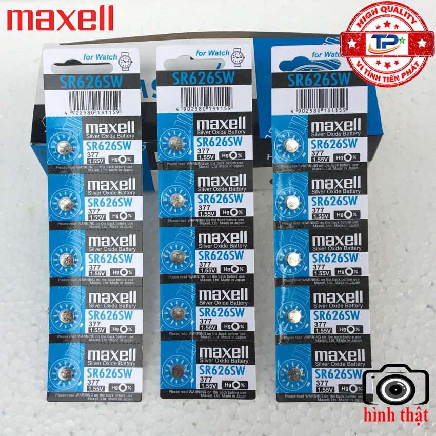 Vỉ 1 viên Pin đồng hồ đeo tay AG4 / LR66 / LR626 / SR626SW /377 Maxell Sliver Oxide battery 1.55V - Pin nút áo