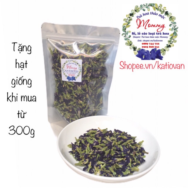 [Mã 267FMCGSALE giảm 8% đơn 500K] 100g Trà hoa đậu biếc sấy khô (Hoa Đà Lạt)