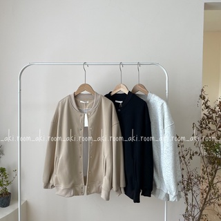  Áo khoác bomber nỉ trơn cúc bấm chất mềm mịn form rộng 