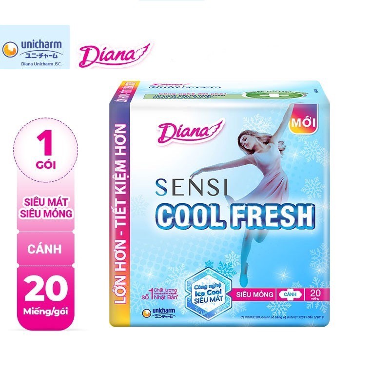 Băng vệ sinh Diana Sensi Cool Fresh siêu mỏng cánh 20 miếng/gói