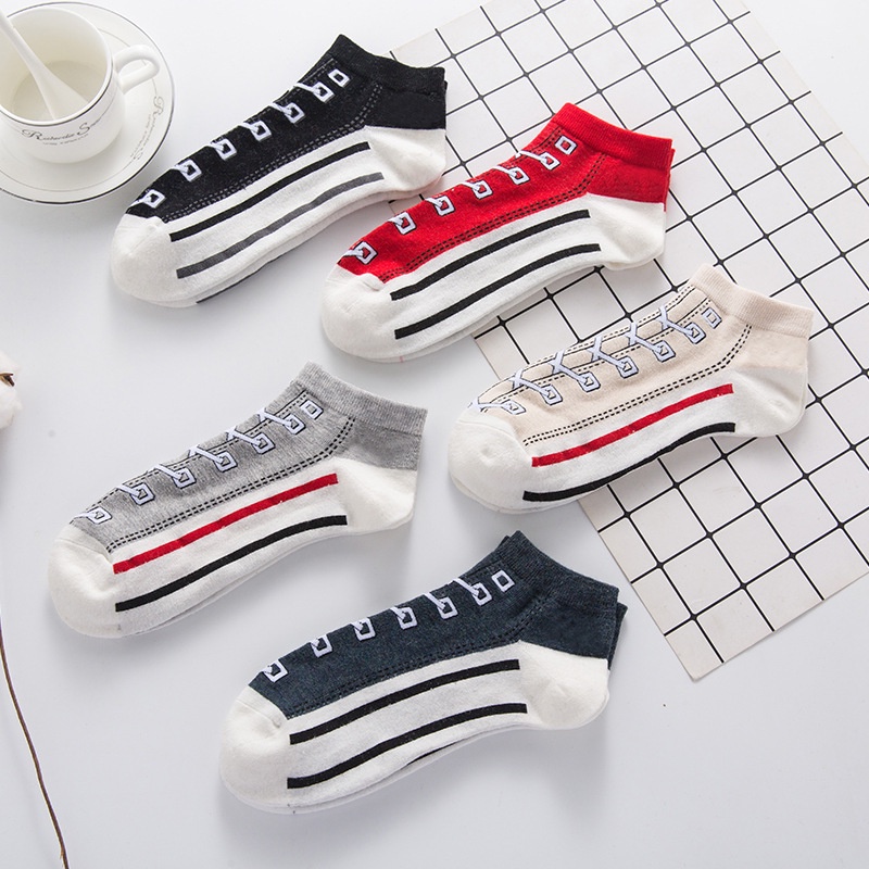 Vớ cotton cổ thấp thoáng khí thoải mái phong cách Hàn Quốc cho nam
