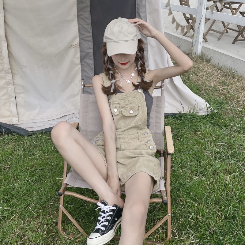 Quần Yếm Denim Ống Rộng Lưng Cao Thời Trang Mùa Hè Dễ Phối Đồ Cho Nữ