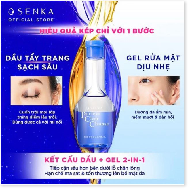 [Mã giảm giá] Gel Rửa Mặt Tẩy Trang 2 Trong 1 Senka Perfect Clear Cleanse 170ml