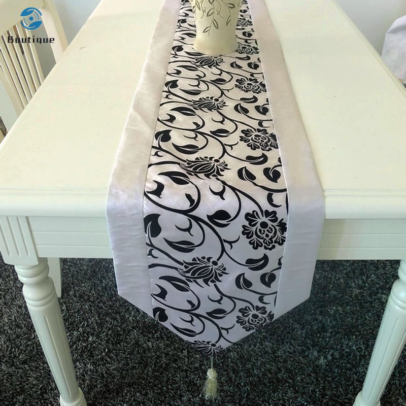 ✿♥▷ Simple Table Runner Cloth Floral Printed Taffeta Retro Decorative Wedding Bed Table Linen