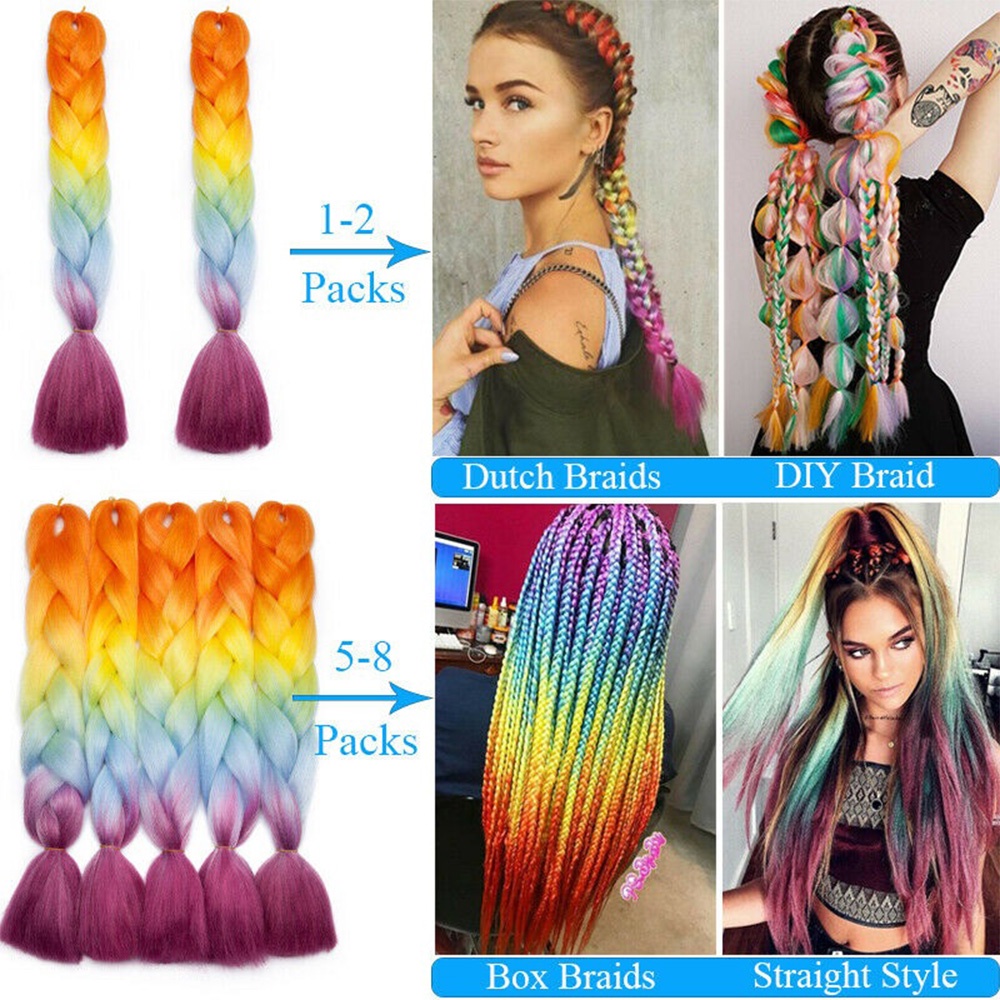 Bím Tóc Giả Màu Ombre Dài 24" Dùng Để Tạo Kiểu Tóc Tiện Dụng